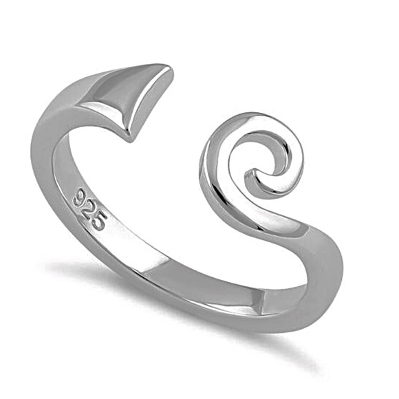 Jewelry - Solid 925 Silver Swirl Bar Line Ring NWT